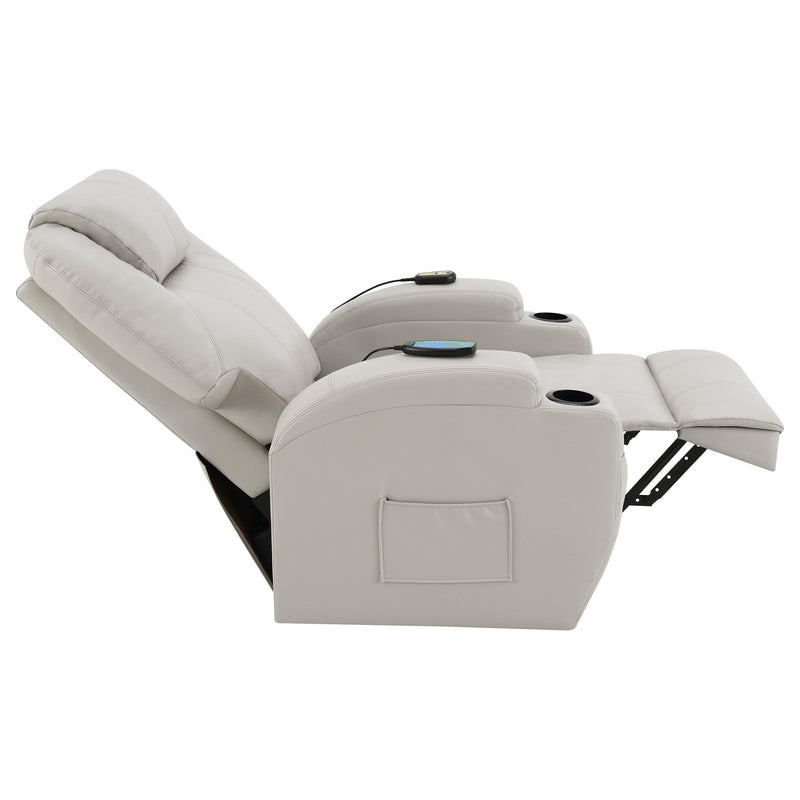  Coaster Furniture Sanger 600497P Upholstered Power Lift Massage Recliner - Champagne IMAGE 10