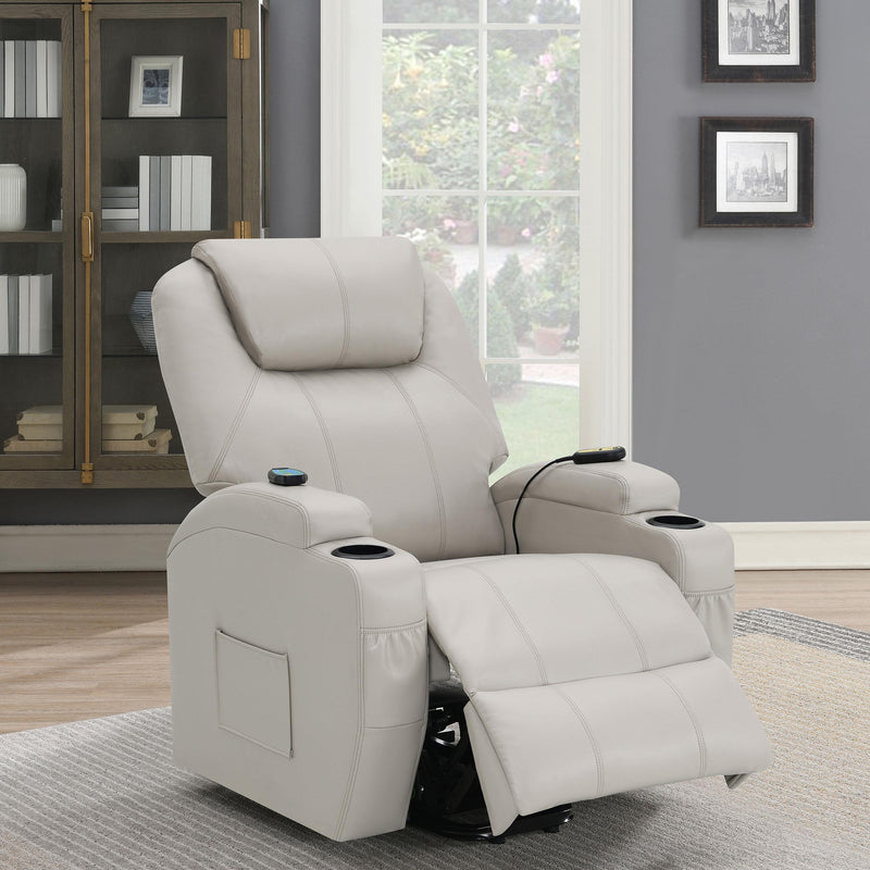  Coaster Furniture Sanger 600497P Upholstered Power Lift Massage Recliner - Champagne IMAGE 12