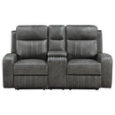  Coaster Furniture Raelynn 603192 Upholstered Track Arm Motion Loveseat - Grey IMAGE 4