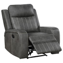  Coaster Furniture Raelynn 603193 Upholstered Track Arm Recliner - Grey IMAGE 4
