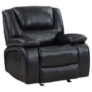  Coaster Furniture Camila 610246 Upholstered Glider Recliner Chair - Black IMAGE 1