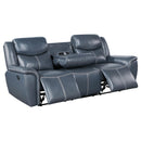  Coaster Furniture Sloane 610271 Upholstered Padded Arm Reclining Sofa - Blue IMAGE 3