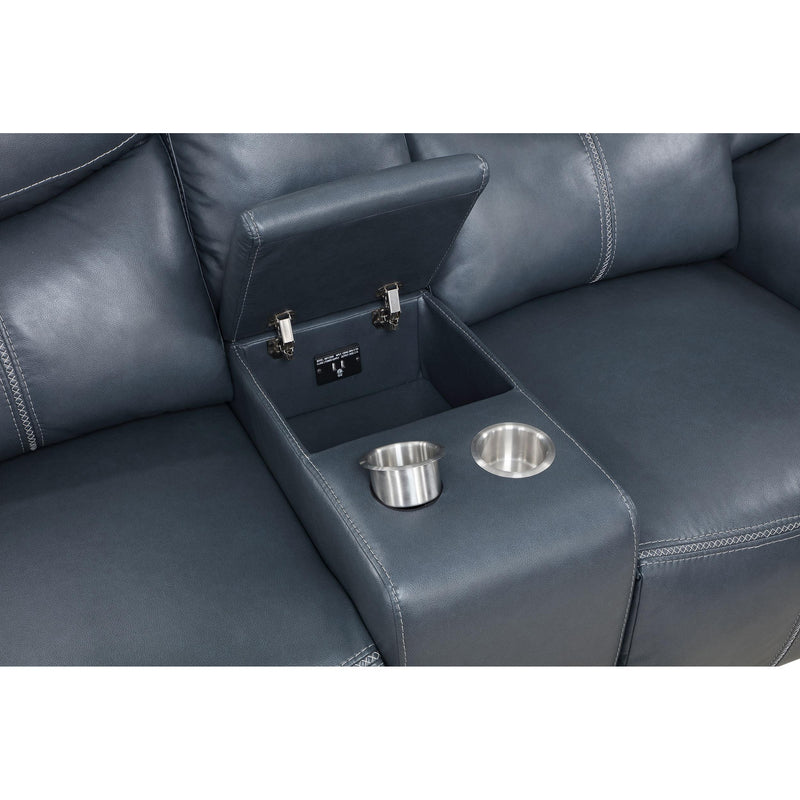  Coaster Furniture Sloane 610272 Upholstered Padded Arm Reclining Loveseat - Blue IMAGE 10