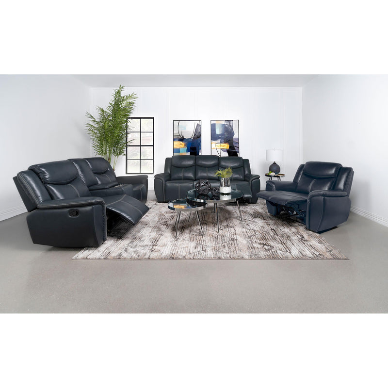  Coaster Furniture Sloane 610273 Upholstered Padded Arm Recliner Chair - Blue IMAGE 9