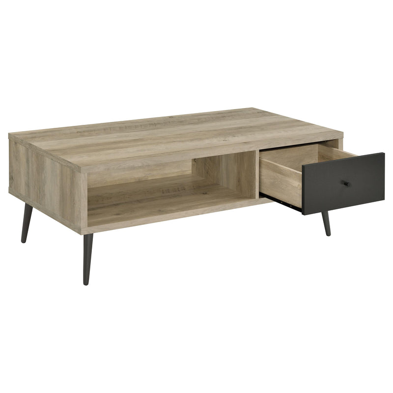  Coaster Furniture Welsh 701038 1-Drawer Engineered Wood Coffee Table - Distressed Pine IMAGE 3