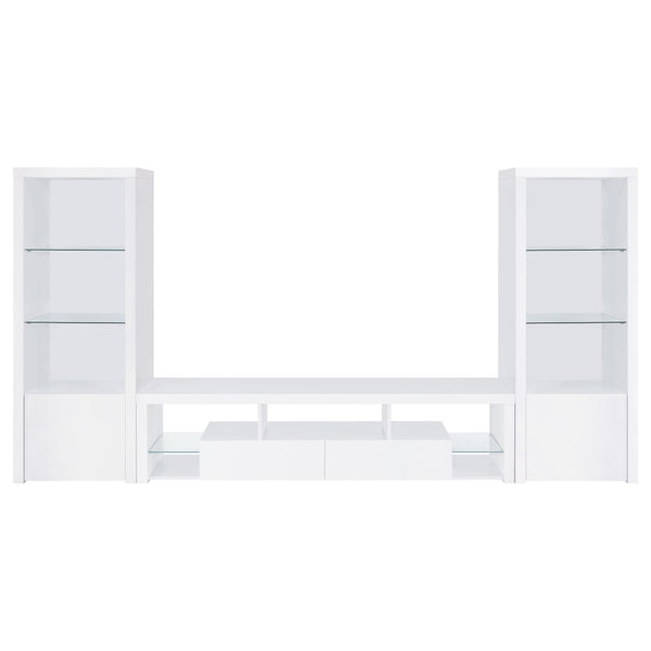  Coaster Furniture Jude 704251-SET 3-Piece Entertainment Center with 71" TV Stand - White High Gloss IMAGE 1