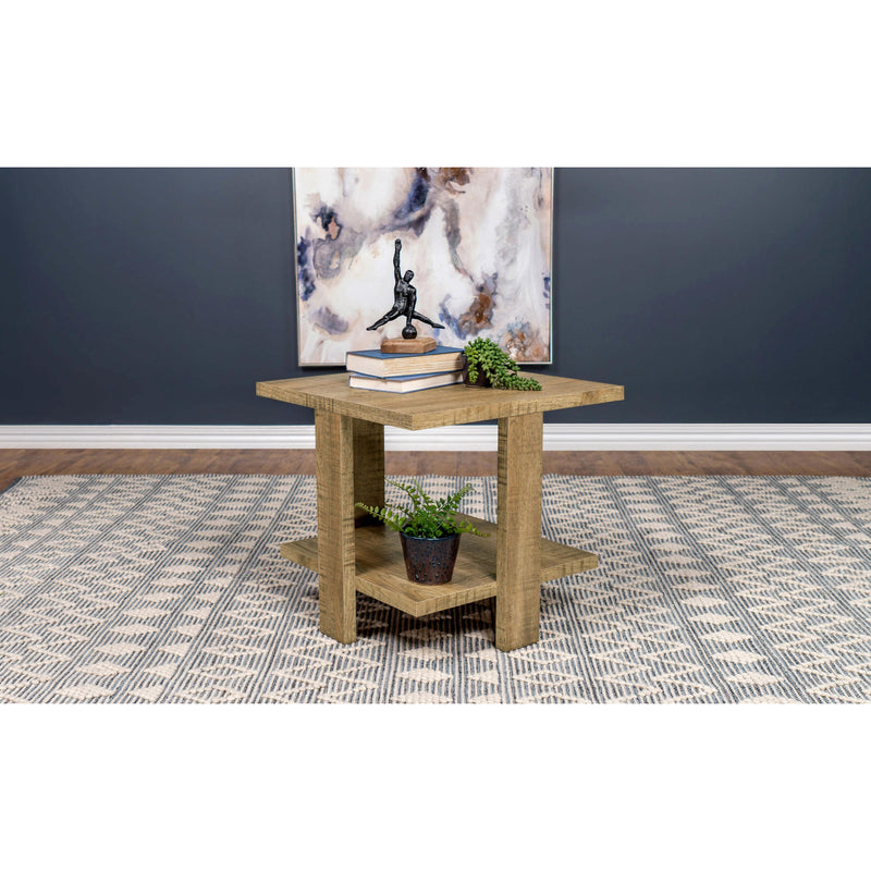  Coaster Furniture Dawn 707717 Square Engineered Wood End Table - Mango Brown IMAGE 2