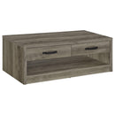  Coaster Furniture Felix 707728 2-Drawer Engineered Wood Coffee Table - Grey Driftwood IMAGE 1