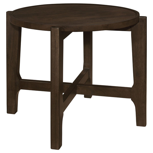  Coaster Furniture Cota 708287 Round Solid Wood End Table - Dark Brown IMAGE 1