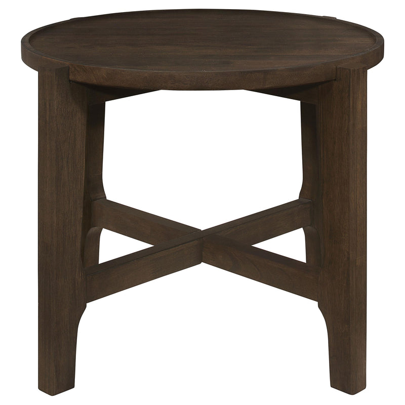  Coaster Furniture Cota 708287 Round Solid Wood End Table - Dark Brown IMAGE 3