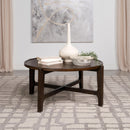  Coaster Furniture Cota 708288 Round Solid Wood Coffee Table - Dark Brown IMAGE 2