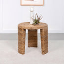  Coaster Furniture Artina 708507 Woven Rattan Round Side End Table - Natural Brown IMAGE 2