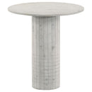  Coaster Furniture Astoria 709667 Round Genuine Marble Side End Table - White IMAGE 1