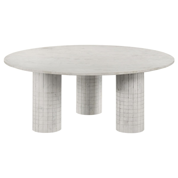  Coaster Furniture Astoria 709668 Round Genuine Marble Coffee Table - White IMAGE 1