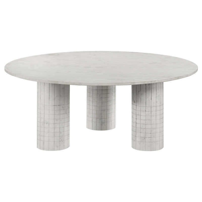  Coaster Furniture Astoria 709668 Round Genuine Marble Coffee Table - White IMAGE 1