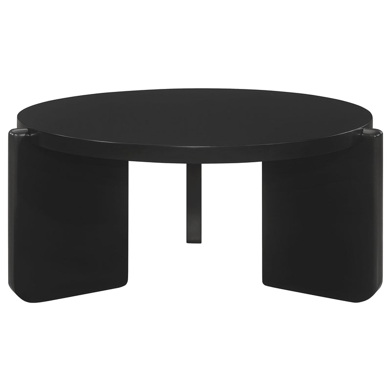  Coaster Furniture Cordova 709678 Round Solid Wood Coffee Table - Black IMAGE 3