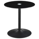  Coaster Furniture Ganso 709687 Round Metal End Table With Tempered Glass Top - Black IMAGE 1