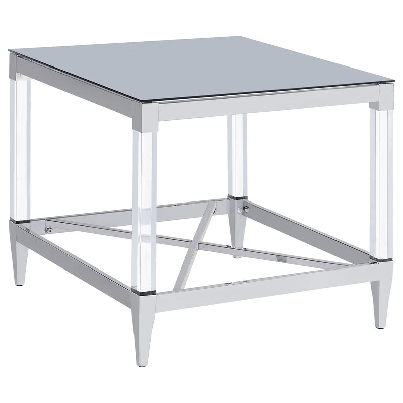  Coaster Furniture Lindley 709727 Square Tempered Mirror Acrylic Side End Table - Chrome IMAGE 1