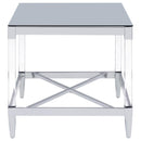  Coaster Furniture Lindley 709727 Square Tempered Mirror Acrylic Side End Table - Chrome IMAGE 2