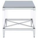  Coaster Furniture Lindley 709727 Square Tempered Mirror Acrylic Side End Table - Chrome IMAGE 4