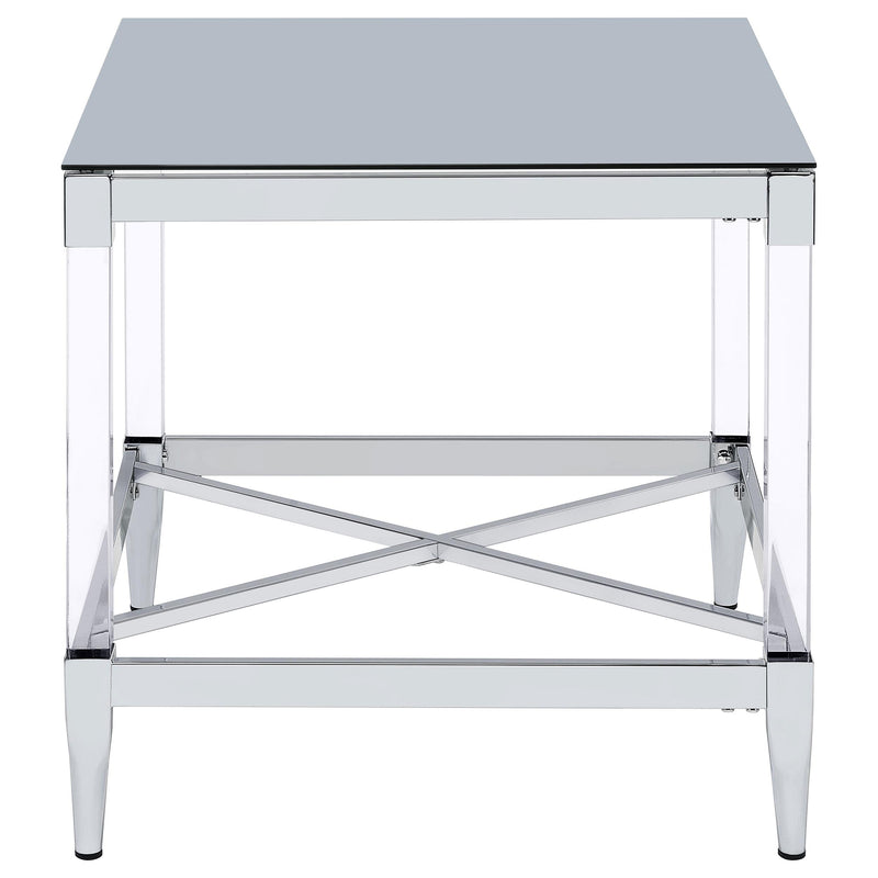  Coaster Furniture Lindley 709727 Square Tempered Mirror Acrylic Side End Table - Chrome IMAGE 4