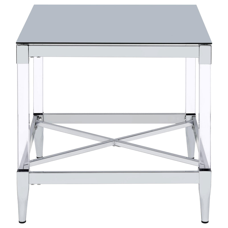  Coaster Furniture Lindley 709727 Square Tempered Mirror Acrylic Side End Table - Chrome IMAGE 6