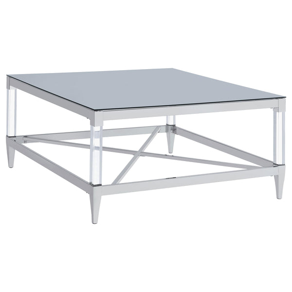  Coaster Furniture Lindley 709728 Square Tempered Mirror Acrylic Coffee Table - Chrome IMAGE 1
