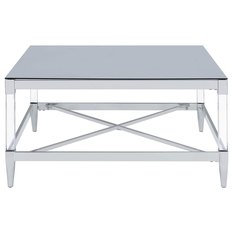  Coaster Furniture Lindley 709728 Square Tempered Mirror Acrylic Coffee Table - Chrome IMAGE 2