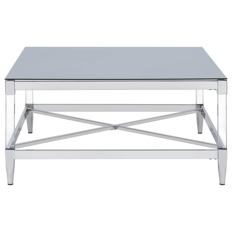  Coaster Furniture Lindley 709728 Square Tempered Mirror Acrylic Coffee Table - Chrome IMAGE 4