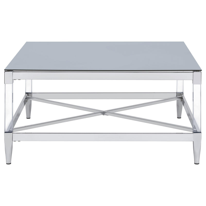  Coaster Furniture Lindley 709728 Square Tempered Mirror Acrylic Coffee Table - Chrome IMAGE 6