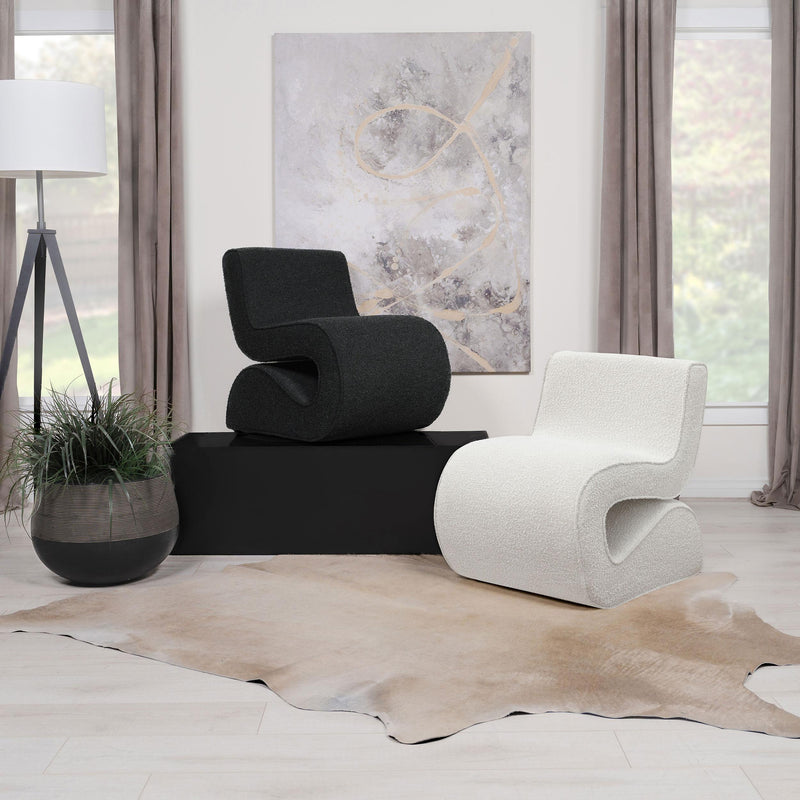  Coaster Furniture Ronea 903155 Boucle Upholstered Armless Curved Chair - Charcoal IMAGE 9