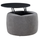  Coaster Furniture Tesoro 910147 Round Upholstered Lift Top Storage - Ottoman Grey IMAGE 2