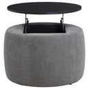  Coaster Furniture Tesoro 910147 Round Upholstered Lift Top Storage - Ottoman Grey IMAGE 3
