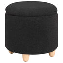  Coaster Furniture Valia 910227 Faux Sheepskin Upholstered Round Storage - Ottoman Black IMAGE 1