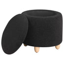  Coaster Furniture Valia 910227 Faux Sheepskin Upholstered Round Storage - Ottoman Black IMAGE 2