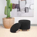  Coaster Furniture Valia 910227 Faux Sheepskin Upholstered Round Storage - Ottoman Black IMAGE 4