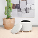  Coaster Furniture Valia 910229 Faux Sheepskin Upholstered Round Storage - Ottoman Ivory IMAGE 4