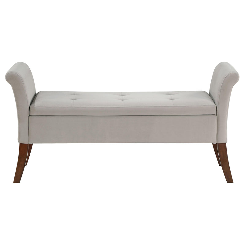  Coaster Furniture Farrah 910238 Velvet Upholstered Rolled Arm Storage Bench - Beige IMAGE 4
