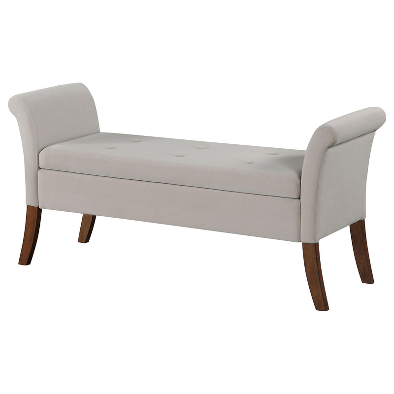  Coaster Furniture Farrah 910238 Velvet Upholstered Rolled Arm Storage Bench - Beige IMAGE 5