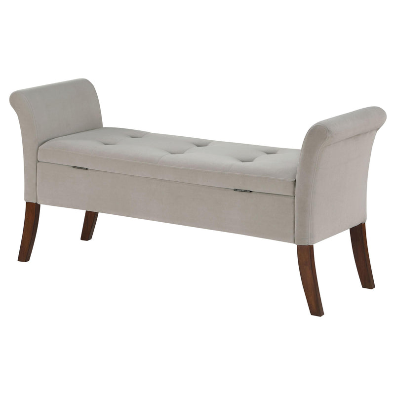  Coaster Furniture Farrah 910238 Velvet Upholstered Rolled Arm Storage Bench - Beige IMAGE 9