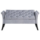  Coaster Furniture Farrah 910239 Velvet Upholstered Rolled Arm Storage Bench - Silver IMAGE 8