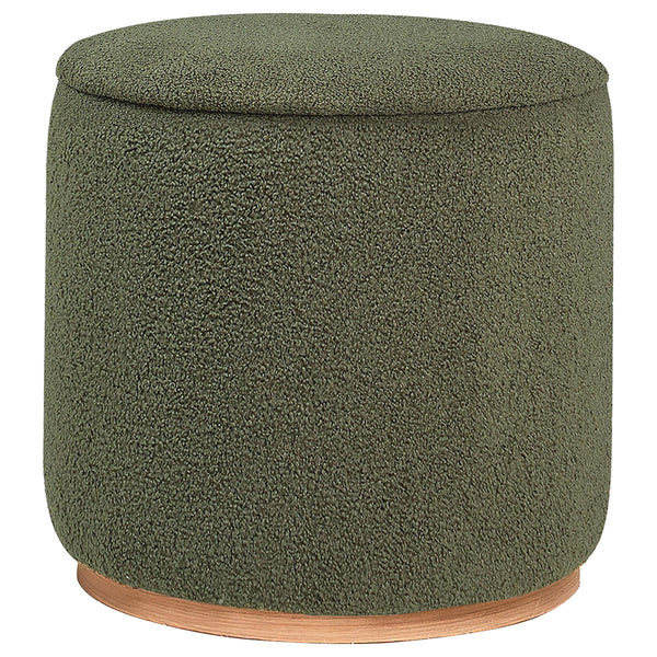  Coaster Furniture Zena 910302 Faux Sheepskin Upholstered Round Ottoman - Green IMAGE 1