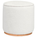  Coaster Furniture Zena 910303 Faux Sheepskin Upholstered Round Ottoman - Ivory IMAGE 1