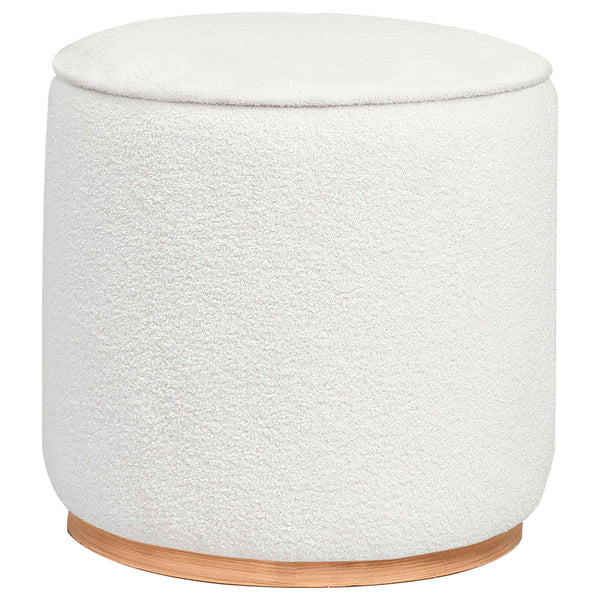 Coaster Furniture Zena 910303 Faux Sheepskin Upholstered Round Ottoman - Ivory IMAGE 1