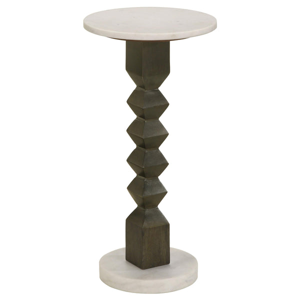  Coaster Furniture Colette 930190 Round Marble Top Side Table - White and Dark Grey IMAGE 1