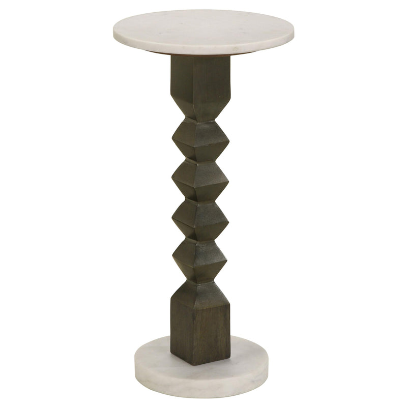  Coaster Furniture Colette 930190 Round Marble Top Side Table - White and Dark Grey IMAGE 1
