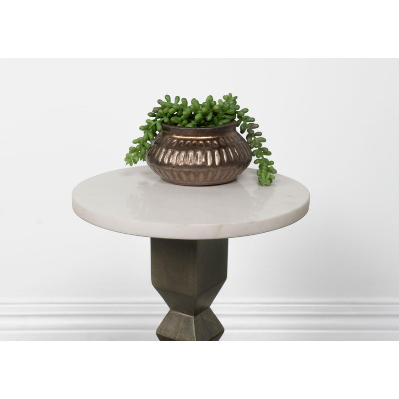  Coaster Furniture Colette 930190 Round Marble Top Side Table - White and Dark Grey IMAGE 4