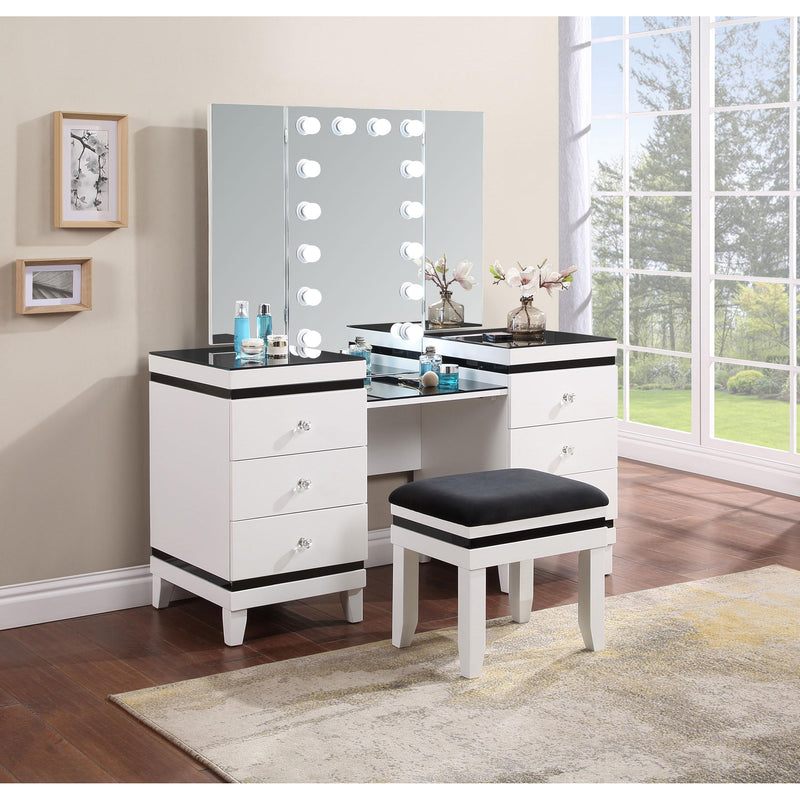  Coaster Furniture Talei 930244 6-Drawer Vanity Set with Lighting - Black and White IMAGE 2