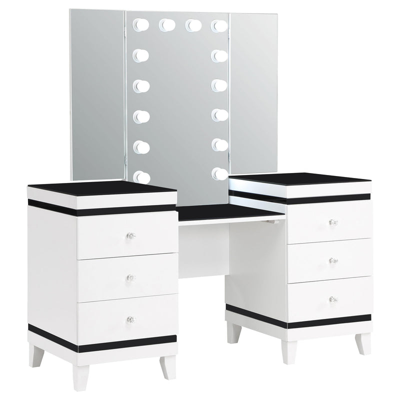  Coaster Furniture Talei 930244 6-Drawer Vanity Set with Lighting - Black and White IMAGE 3