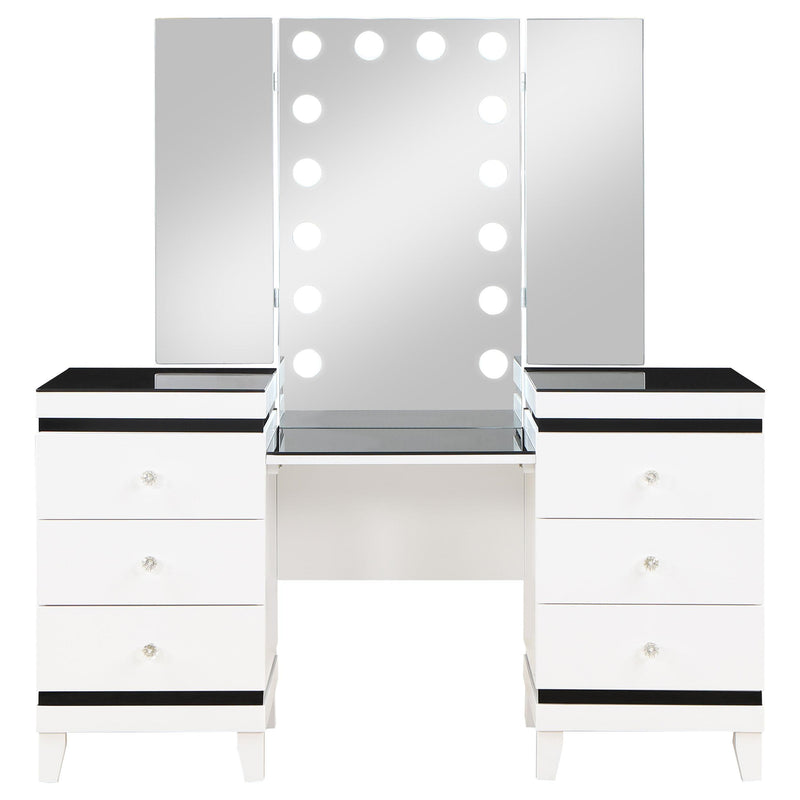  Coaster Furniture Talei 930244 6-Drawer Vanity Set with Lighting - Black and White IMAGE 4
